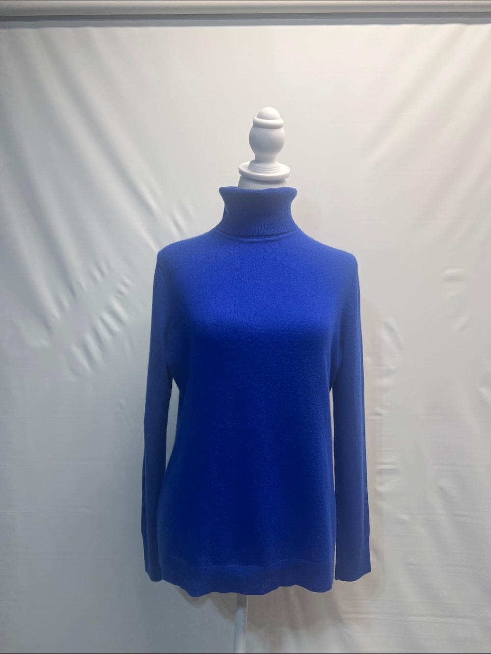 Talbots Petites 100% Cashmere Turtleneck Sweater Blue LP Large Petite
